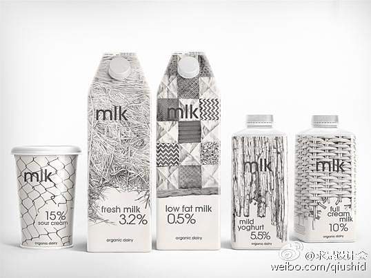 一组牛奶外包装的创意设计